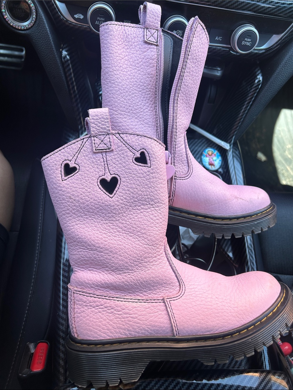Dr. Martens Pink Leather Kids Heart Boot